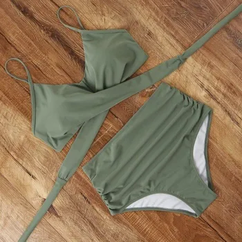 Dámské plavky Dámské bikiny P293 armádní zelená L