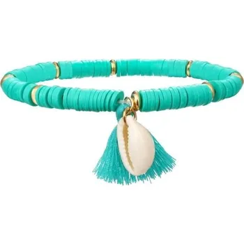 Náramek Dámský korálkový náramek s mušlí zelená