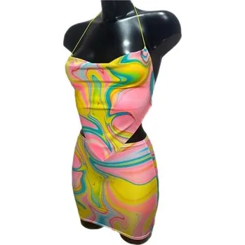 Dámská sukně Dámský crop top a sukně B1074 žlutá M