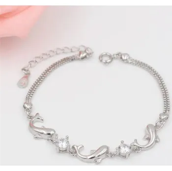 Náramek Dámský náramek s delfíny bílá