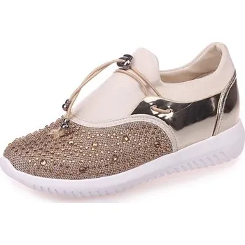 Dámské tenisky Dámské slip on tenisky Maria s kamínky zlatá 44