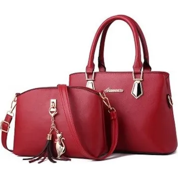 Kabelka Dámská kožená kabelka set 2 ks vínová