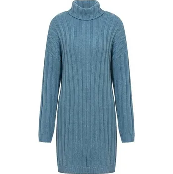 Dámské šaty Dámské svetrové šaty s rolákem modrá S