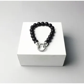 Náramek Dámský korálkový náramek s kroužkem 21 cm