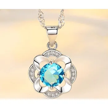 Náhrdelník Dámský náhrdelník s květinou D539 modrá