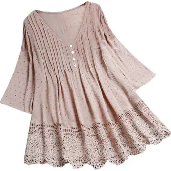 Dámská halenka Dámská halenka s krajkou A158 starorůžová 4XL