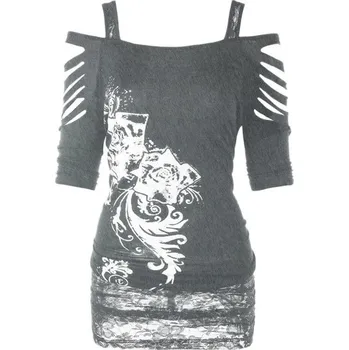 Dámská halenka Dámská blůza s ozdobným děrováním šedá XL