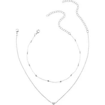 Náhrdelník Dámský dvojitý náhrdelník se srdíčkem stříbrná