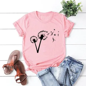 Dámské tričko Dámské tričko s pampeliškou růžová 4XL