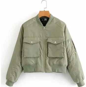 Dámská casual bunda Dámská krátká bunda P1567 armádní zelená M