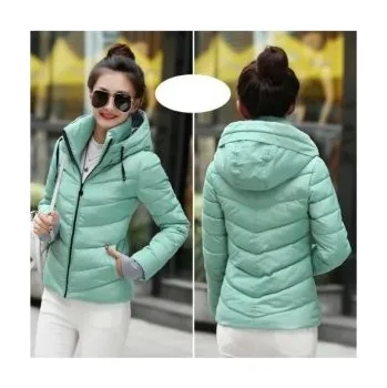 Dámská zimní bunda s kapucí J3190 tyrkysová L