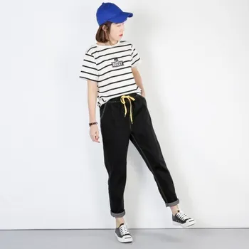 Dámské džíny Dámské plus size džíny s gumou v pase černá XL