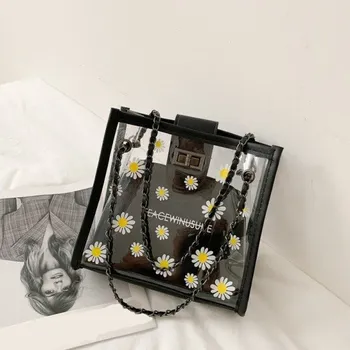 Kabelka Dámská transparentní kabelka černá