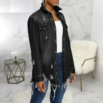 Dámská casual bunda Dámská džínová bunda P1860 černá XS