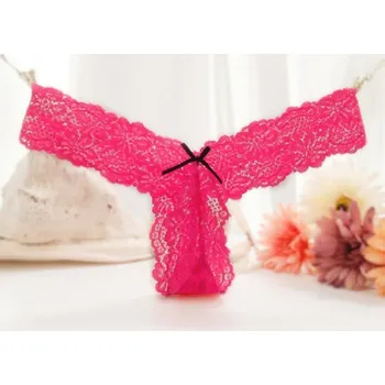 Kalhotky Dámská krajková tanga s mašličkou Alexia růžová XL