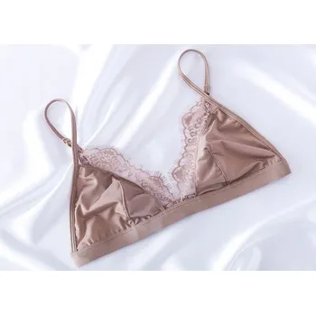 Podprsenka Dámská jemná podprsenka s krajkou hnědá S