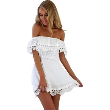 Dámské šaty Dámské šaty s krajkou A2804 bílá XL