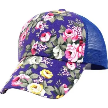 Kšiltovka Dámská kšiltovka s květinovým vzorem tmavě modrá