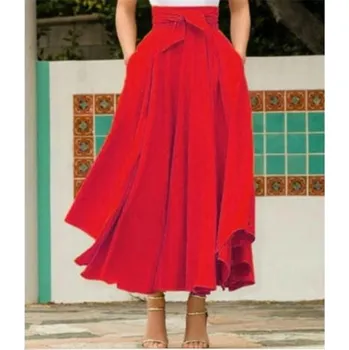 Dámská sukně Dámská dlouhá sukně s mašlí červená XL