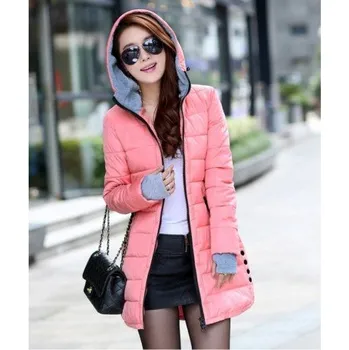 Dámská dlouhá zimní bunda J2322 růžová XL