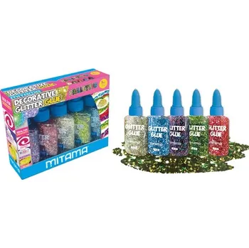 Výtvarná sada MITAMA Glitter lepidlo Neon 5 dílů Efekt: Paillettes