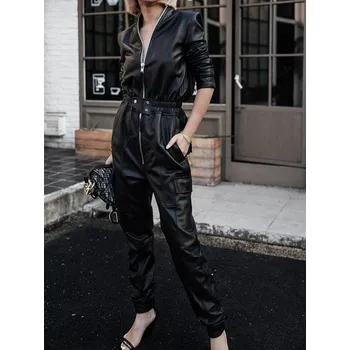 Dámský overall Dámský dlouhý kožený overal XS