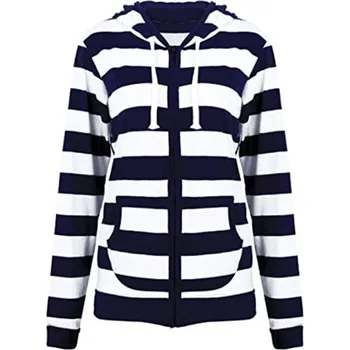Dámská mikina Dámská pruhovaná mikina s kapucí A33 tmavě modrá M