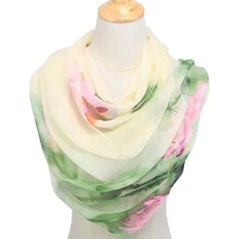 Šála Dámská květinová šála J2997 zelená