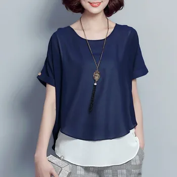 Dámská halenka Dámská dvoubarevná blůza tmavě modrá M