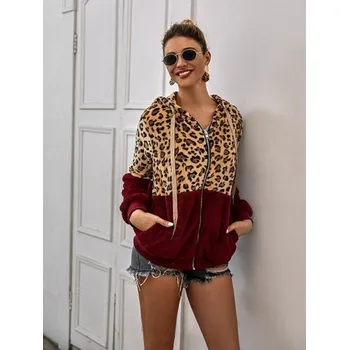 Dámská mikina Dámská chlupatá mikina P1574 vínová L