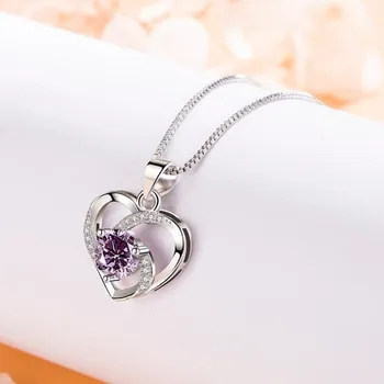Náhrdelník Dámský náhrdelník se srdcem D545 fialová