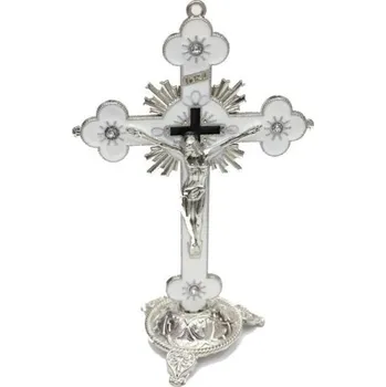 Dekorativní kříž na podstavci bílá