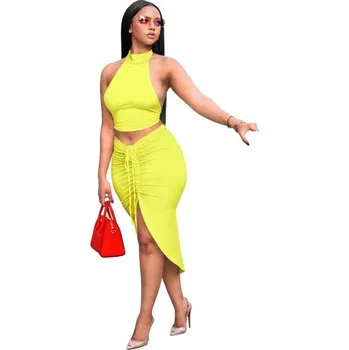 Dámská sukně Dámský crop top a sukně B1216 žlutá L