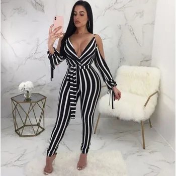 Dámský overall Dámský pruhovaný overal s velkým výstřihem M