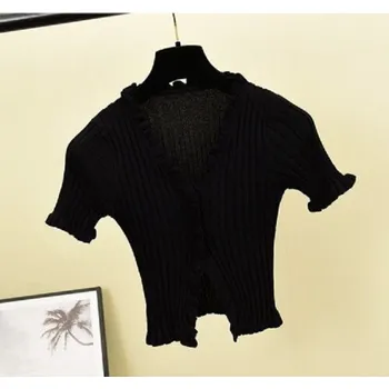 Dámské nařasené tričko krátké černá