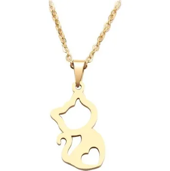 Náhrdelník Dámský náhrdelník s kočkou D334 zlatá