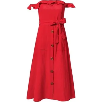 Dámské šaty Dámské šaty se spadlými ramínky červená XS