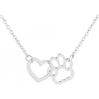 Náhrdelník Dámský náhrdelník se srdcem a tlapkou stříbrná