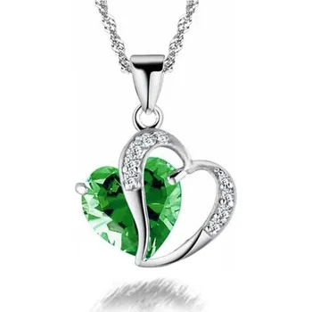 Náhrdelník Dámský náhrdelník ve tvaru srdce zelená