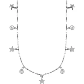 Náhrdelník Dámský náhrdelník s kamínky a hvězdami stříbrná