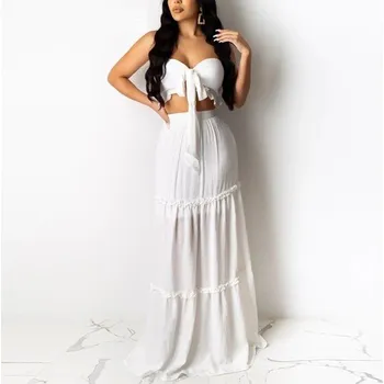 Dámský crop top a sukně B1160 bílá L