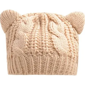 Pokrývka hlavy Dámská zimní pletená čepice s ušima béžova