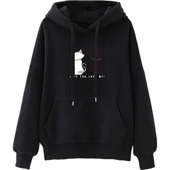 Dámská mikina Dámská mikina s kočkami černá L