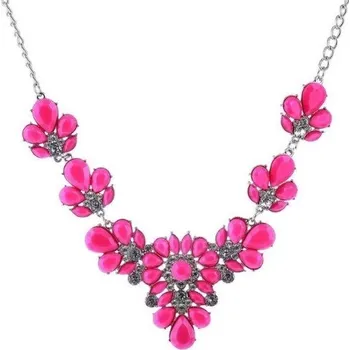 Náhrdelník Dámský náhrdelník s barevnými květinami J843 růžová