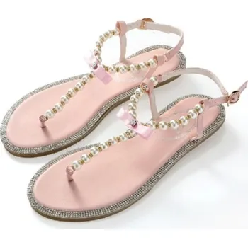 Dámské sandále Dámské sandály s perlami růžová 39