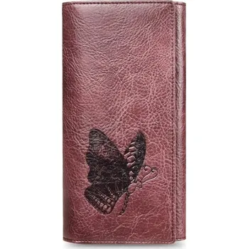 Peněženka Dámská kožená peněženka s motýlem fialová
