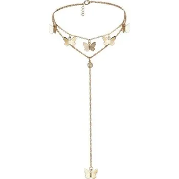 Náhrdelník Dámský dvojitý náhrdelník s motýly 2