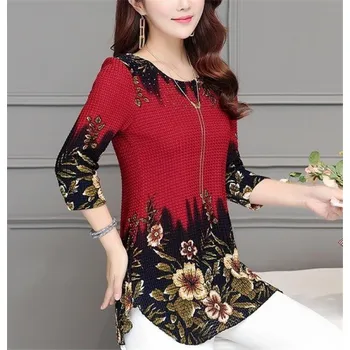 Dámská halenka Dámská halenka s květinami Gisela červená XL