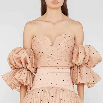 Dámské tričko Dámský top s nadýchaným rukávem růžová S