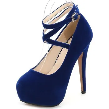 Dámské lodičky Dámské lodičky s kulatou špičkou modrá 37